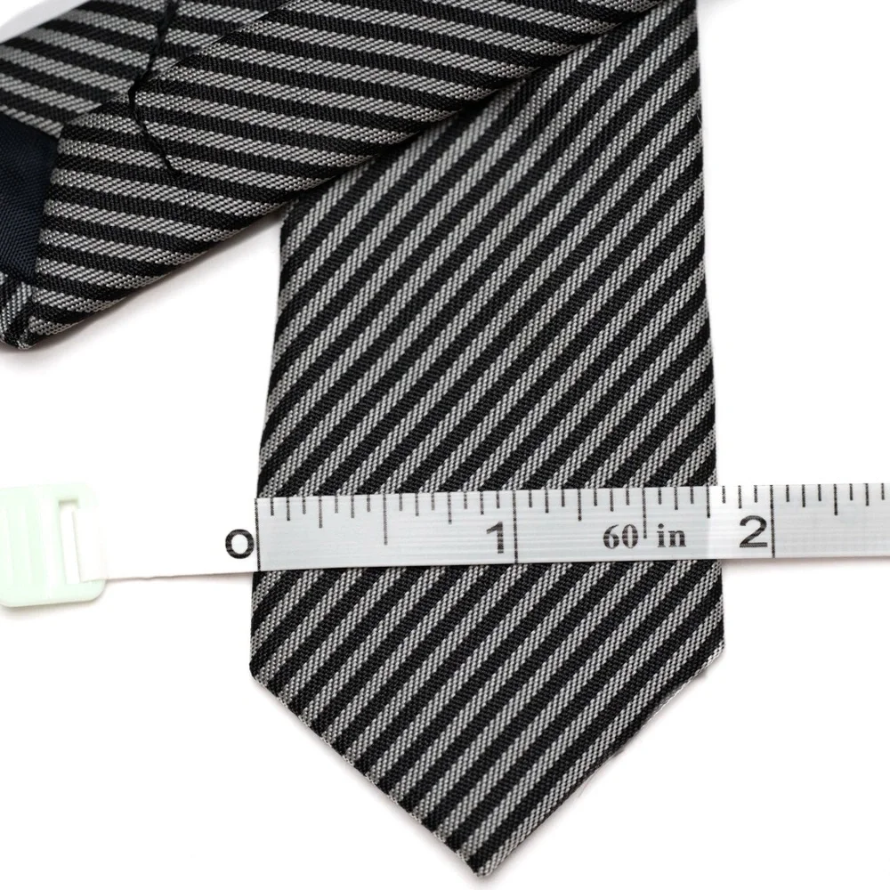 Sovereign Code‎ Black and Gray Striped Narrow Men's Necktie, EUC